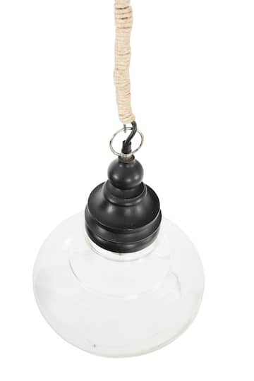 Hello Honey® 15" Glass & Mango Wood Pendant Light